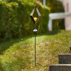 LED-solcellelampe 48702 med jordspyd og glaskugle