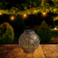 LED-solcellelampe 52854, sølv, metal, 20 cm, IP44, 2 stk