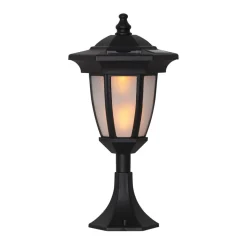 LED-solcellelampe Flame, 4-i-1, sort