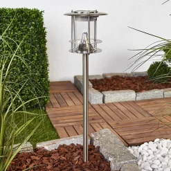 LED-solcellelampe Sumaya, stål, 65 cm høj, jordspyd