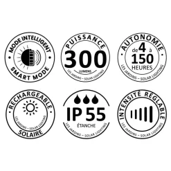 LED-solcellelampe Tinka, 52 cm høj, grå