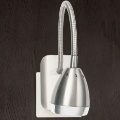 LED-stikkontaktlampe Manvel med kontakt, nikkel