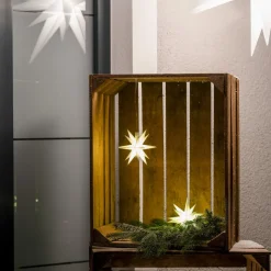 LED-stjerne, ude, 18-takket Ø 12 cm, batteri, hvid