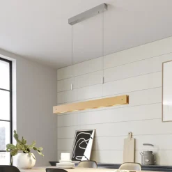 LED-træpendellampe Karinja med lysdæmper, natur