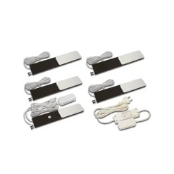 LED-underskabsbelysning S-Pad F sæt med 5 sorte 4.000 K dæmper