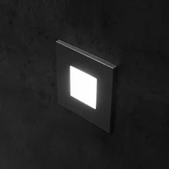 LED-vægindbygningslampe Wall F, sort, 7,5 x 7,5 cm, metalplade