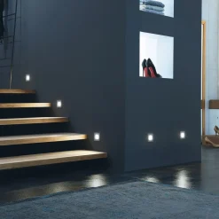 LED-vægindbygningslampe Wall F, grå, 0,9 W, 7,5 x 7,5 cm