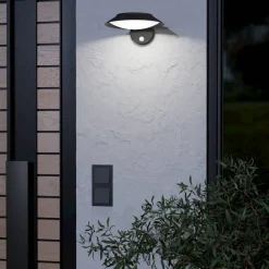 LED-væglampe Cerrisi, bredde 10,5 cm, sort, sensor