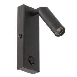 LED-væglampe Enzo kantet med afbryder, sort