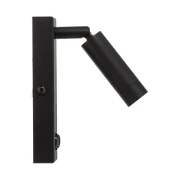 LED-væglampe Enzo kantet med afbryder, sort