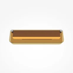 LED-væglampe FLAT, ravfarvet/messing, bredde 30 cm, glas/metal