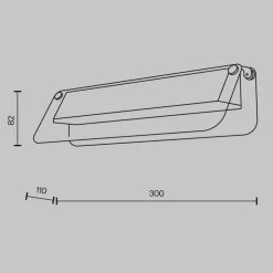LED-væglampe FLAT, ravfarvet/messing, bredde 30 cm, glas/metal