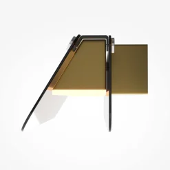 LED-væglampe FLAT, ravfarvet/messing, bredde 30 cm, glas/metal