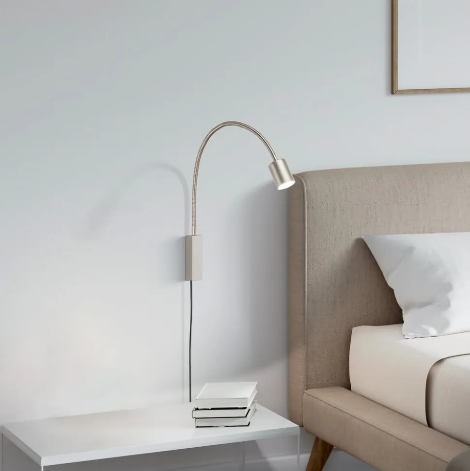 LED-væglampe Justi, nikkelfarvet, højde 52 cm, metal