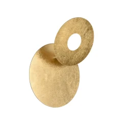 LED-væglampe Leano, rund linse, guld, indirekte