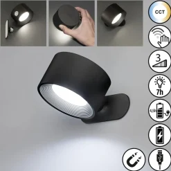 LED-væglampe Magnetics, sort, CCT, med magnet