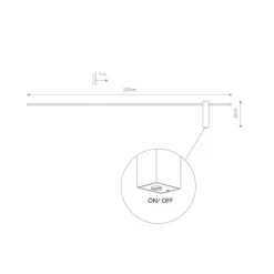 LED-væglampe Motive L, 120 cm bred, sort, metal