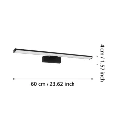 LED-væglampe Pandella 1, længde 60 cm, sort, aluminium