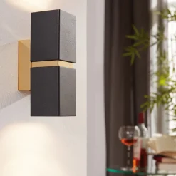 LED-væglampe Passa med to lyskilder, sort-gylden