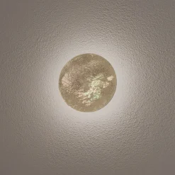 LED-væglampe Ring S, Ø 15 cm, krydsfiner, guldfarvet