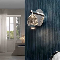 LED-væglampe Rocio, metal, glas, 1-lys, krom