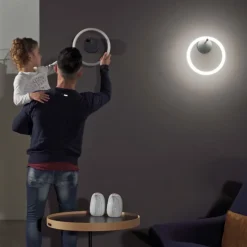 LED-væglampe Ulaop, en ring, sort