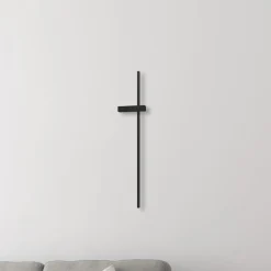 LED-væglampe Vision, højde 90 cm, metal, sort, 3.000 K