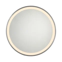 LED-vægspejl VIDRO, grå, Ø 46 cm, powerbank, afbryder