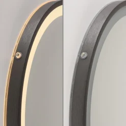 LED-vægspejl VIDRO, grå, Ø 46 cm, powerbank, afbryder