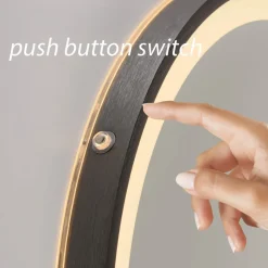 LED-vægspejl VIDRO, grå, Ø 46 cm, powerbank, afbryder