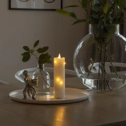 LED-vokslys creme lys farve rav 17,8 cm