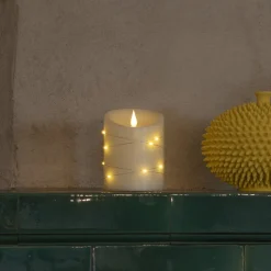 LED-vokslys creme Lysfarve rav Højde14cm