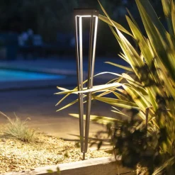 Les Jardins LED-solcellelampe Tinka, grå, 90 cm, jordspyd