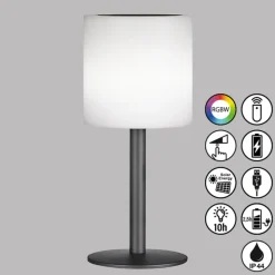 Lesina LED-solar-bordlampe, sandsort/hvid