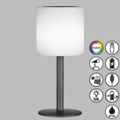 Lesina LED-solar-bordlampe, sandsort/hvid