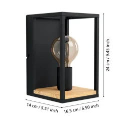 Libertad væglampe, bredde 14 cm, sort/træ, stål