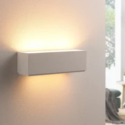 Lidby væglampe Benno, 29 cm, gips, hvid, kantet, G9