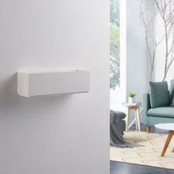 Lidby væglampe Benno, 29 cm, gips, hvid, kantet, G9