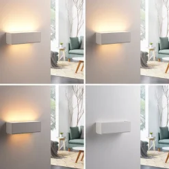 Lidby væglampe Benno, 29 cm, gips, hvid, kantet, G9