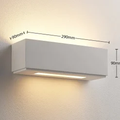 Lidby væglampe Benno, 29 cm, gips, hvid, kantet, G9