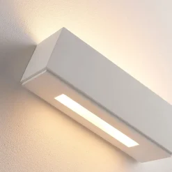 Lidby væglampe Benno, 29 cm, gips, hvid, kantet, G9