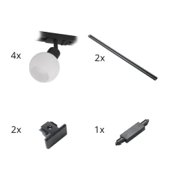 Lindby 1 lyskilde skinnesystem Linaro, E14, 4 lyskilder, sort