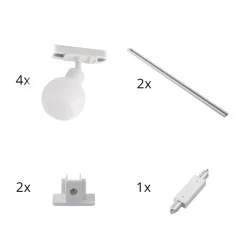 Lindby 1 lyskilde skinnesystem Linaro, E14, 4 lyskilder, hvid