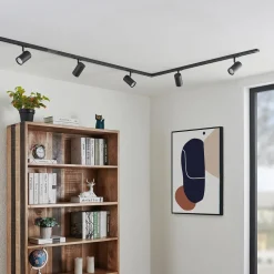 Lindby 1 lyskilde skinnesystem Linaro, GU10, 5 lyskilder, sort