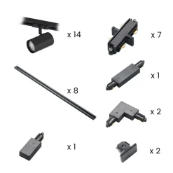 Lindby 1 skinnesystem Linaro, GU10, 14-lys sort