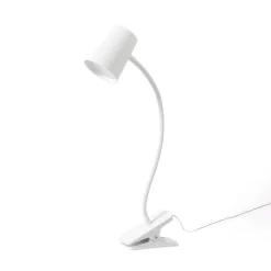 Lindby Ailina LED-bordlampe, klemmefod, hvid
