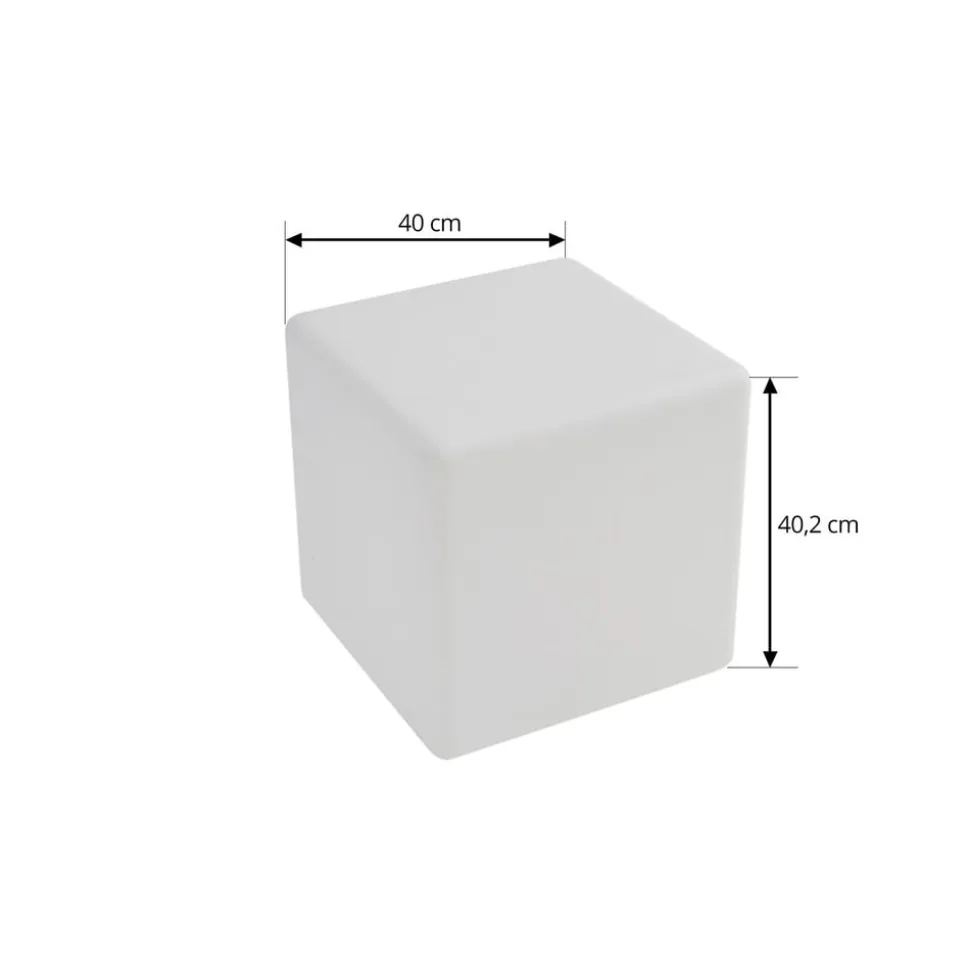 Lindby Akku-LED-udendørslampe Cubara, RGB, terning, plast