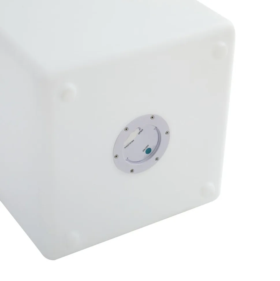 Lindby Akku-LED-udendørslampe Cubara, RGB, terning, plast