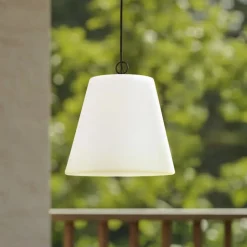 Lindby Alaida udendørs hængelampe, kegleform, hvid