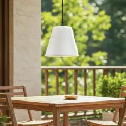 Lindby Alaida udendørs hængelampe, kegleform, hvid